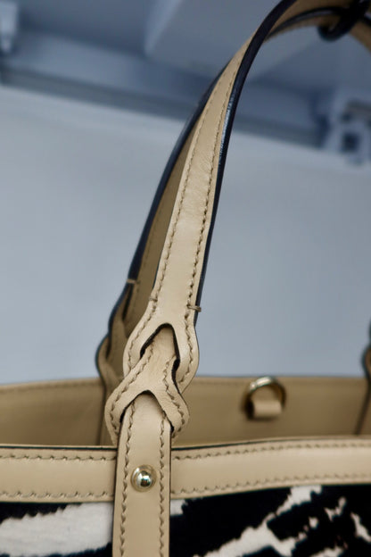 Gucci Calf Leather Tote Bag Zebra Pattern