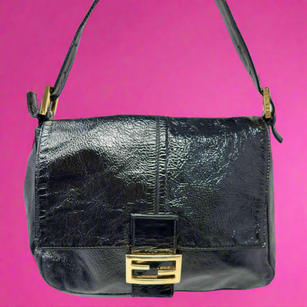 Fendi Mamma Baguette Black Leather