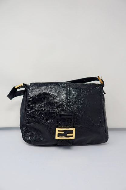 Fendi Mamma Baguette Black Leather