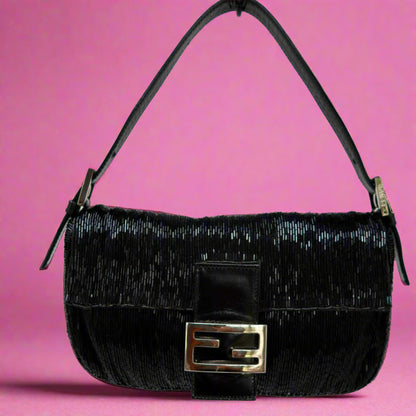 Fendi Baguette Black Beaded
