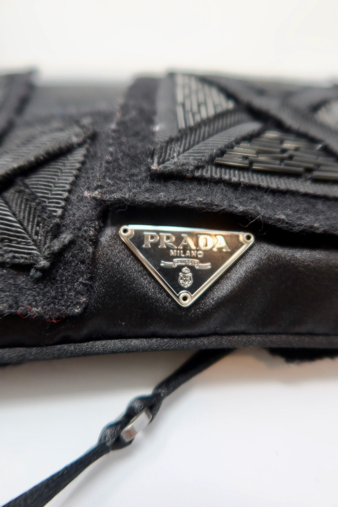 Prada Black pochette with outside stitching