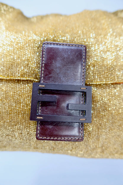 Fendi Mama Baugette Gold Beaded