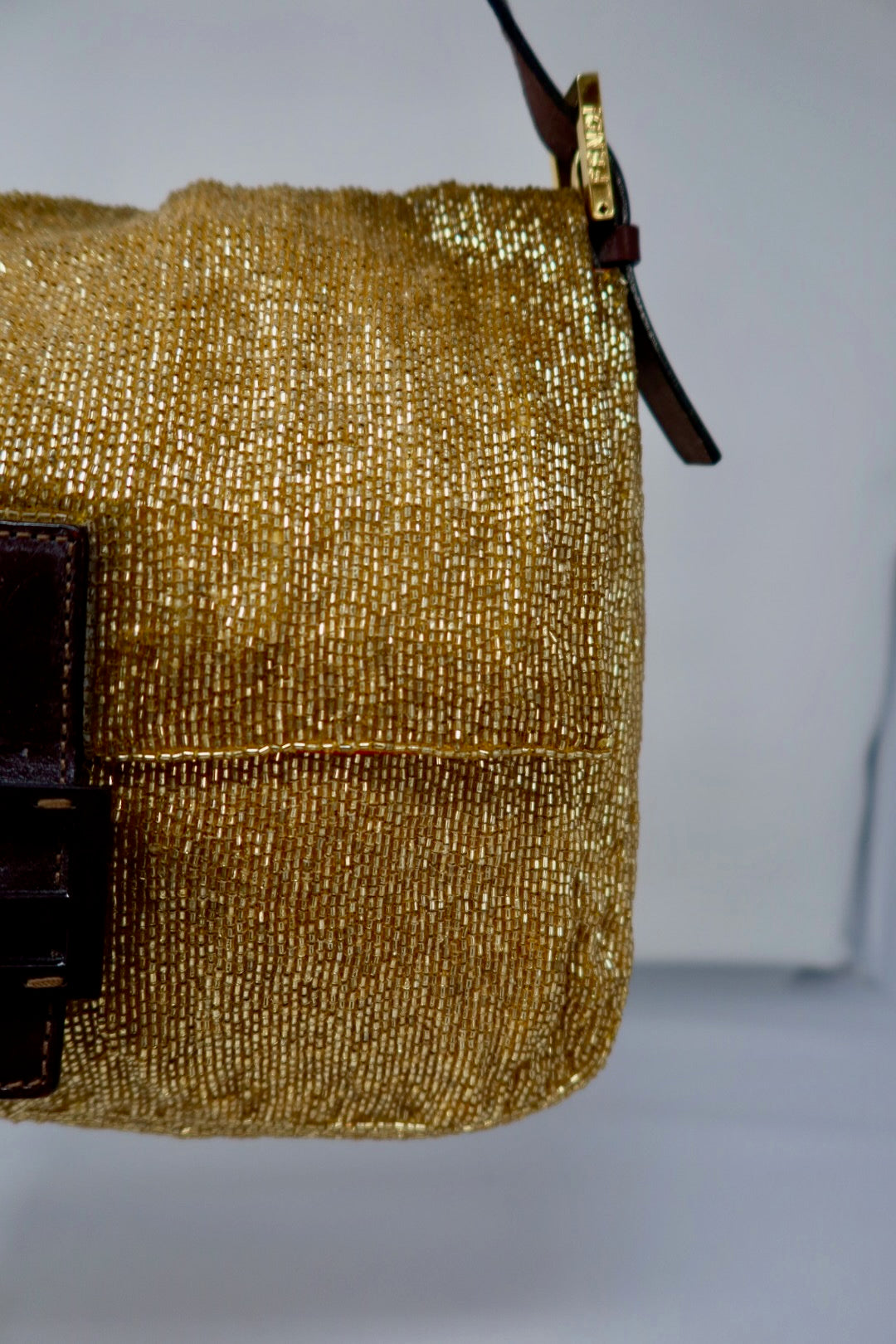 Fendi Mama Baugette Gold Beaded
