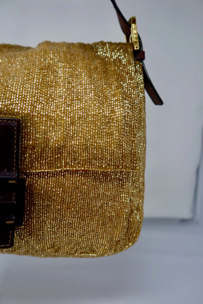 Fendi Mama Baugette Gold Beaded