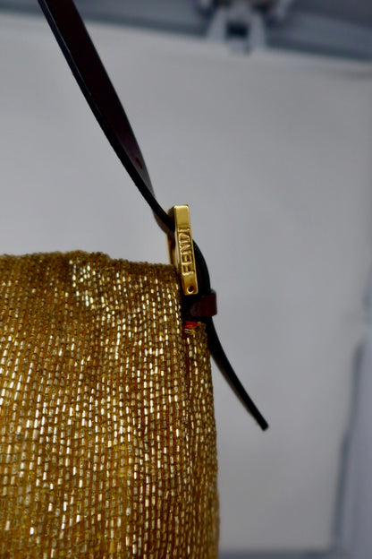 Fendi Mama Baugette Gold Beaded
