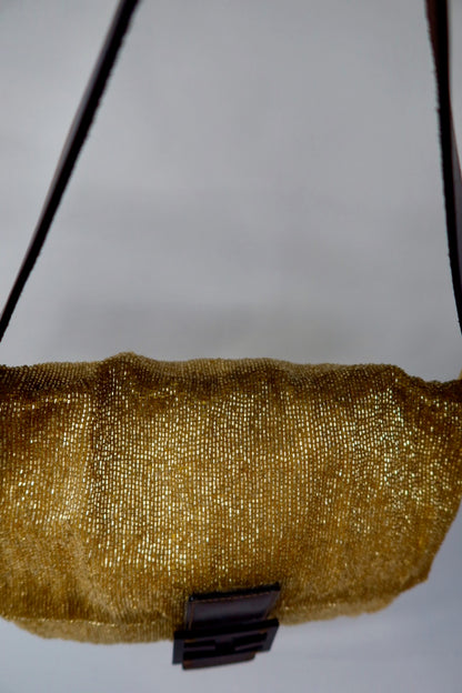 Fendi Mama Baugette Gold Beaded