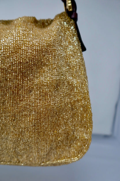 Fendi Mama Baugette Gold Beaded