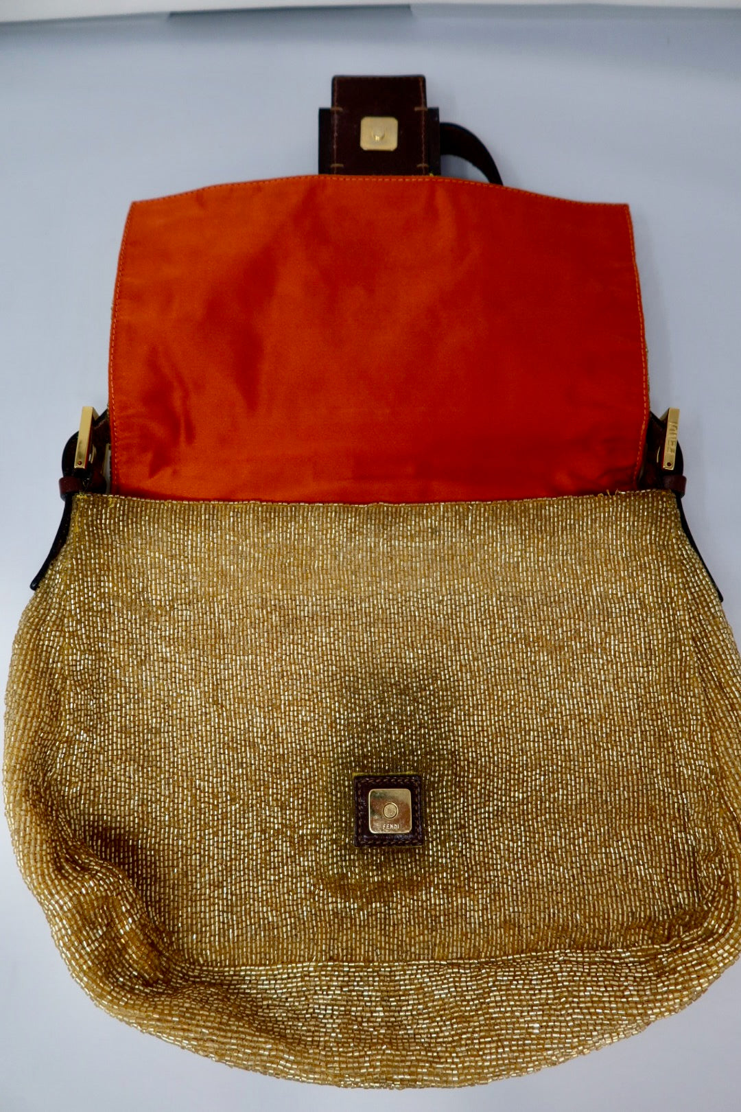 Fendi Mama Baugette Gold Beaded