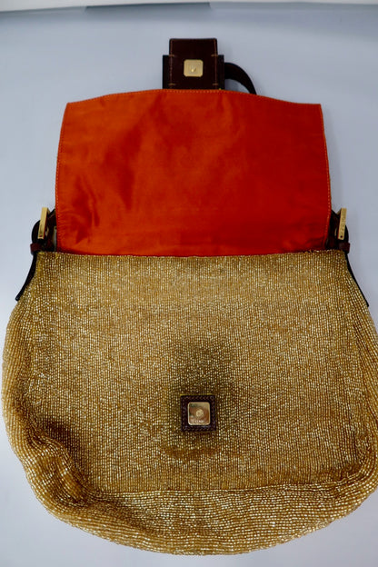 Fendi Mama Baugette Gold Beaded