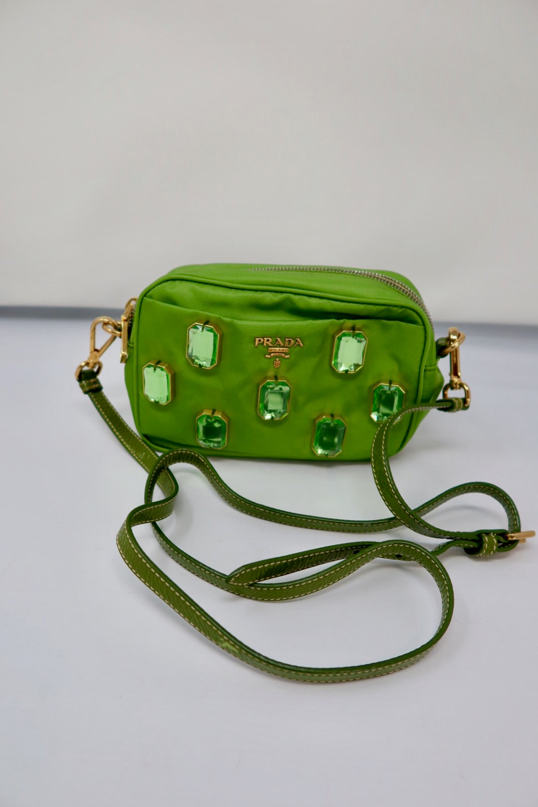 Prada Tessuto Pietre Green Crossbody (comes with strap)