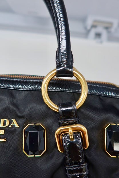 Prada Black Tessuto Pietre Jeweled Black