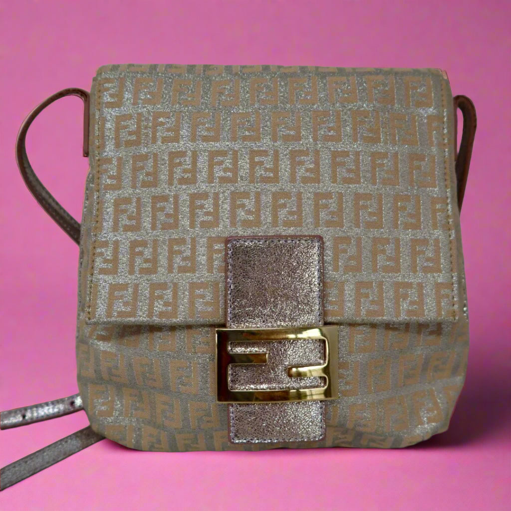Fendi Zucchino Canvas Crossbody Pink
