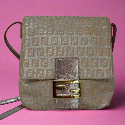 Fendi Zucchino Canvas Crossbody Pink