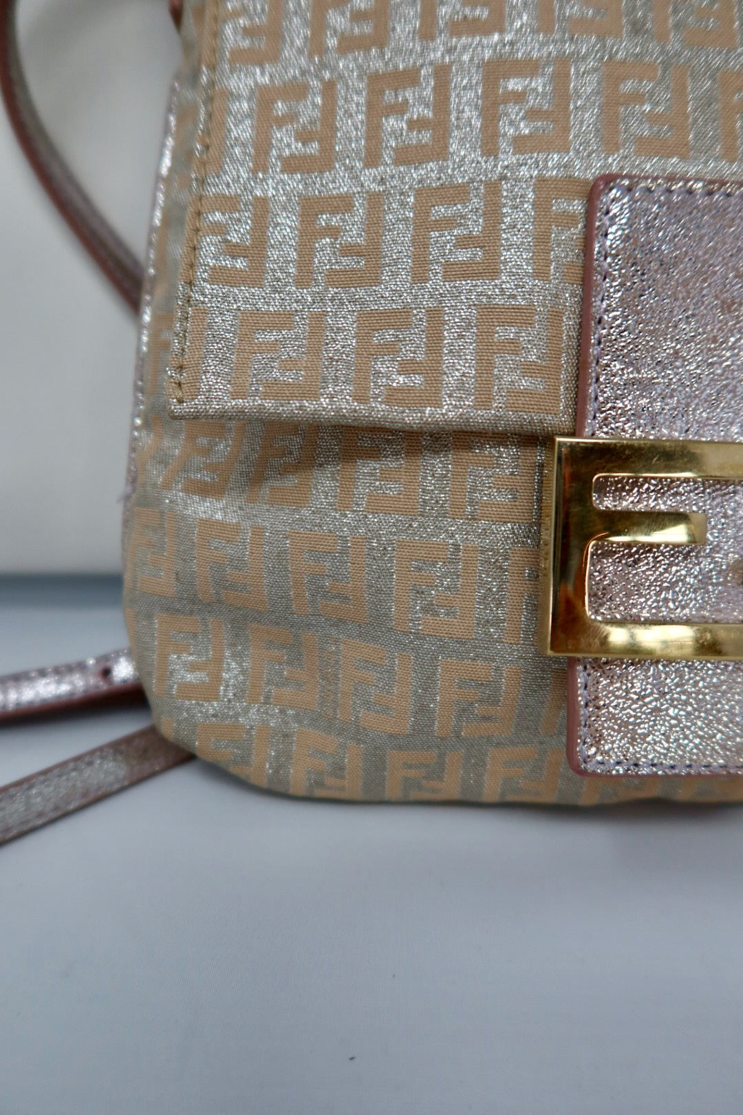 Fendi Zucchino Canvas Crossbody Pink