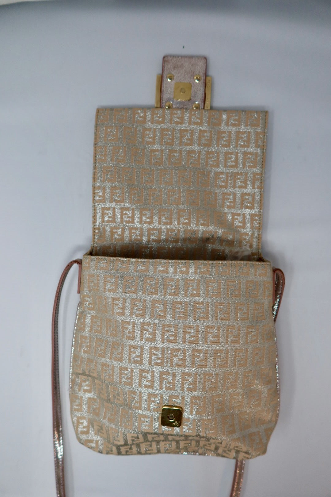 Fendi Zucchino Canvas Crossbody Pink