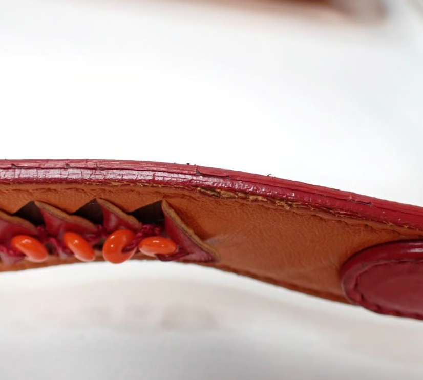 Christian Dior Laser Cut Floral Saddle Bag Orange & Red Calfskin