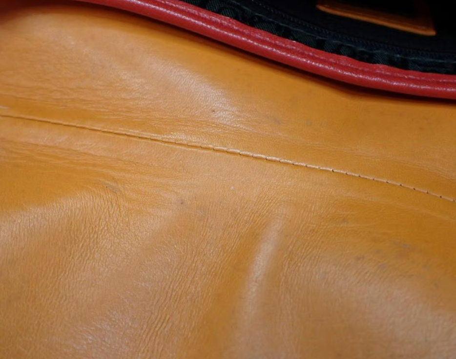 Christian Dior Laser Cut Floral Saddle Bag Orange & Red Calfskin