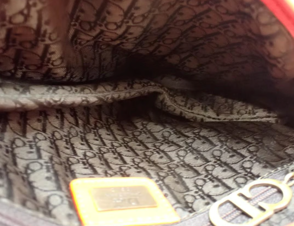 Christian Dior Laser Cut Floral Saddle Bag Orange & Red Calfskin