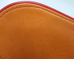 Christian Dior Laser Cut Floral Saddle Bag Orange & Red Calfskin