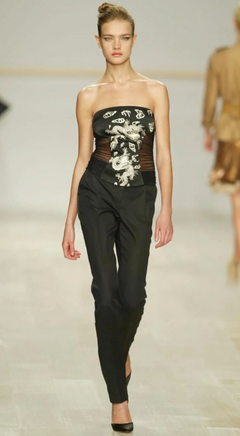 Blumarine by Anna Molinari Spring/Summer 2003 Runway Dragon Embroidered Bustier & Trouser Set