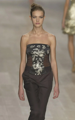 Blumarine by Anna Molinari Spring/Summer 2003 Runway Dragon Embroidered Bustier & Trouser Set