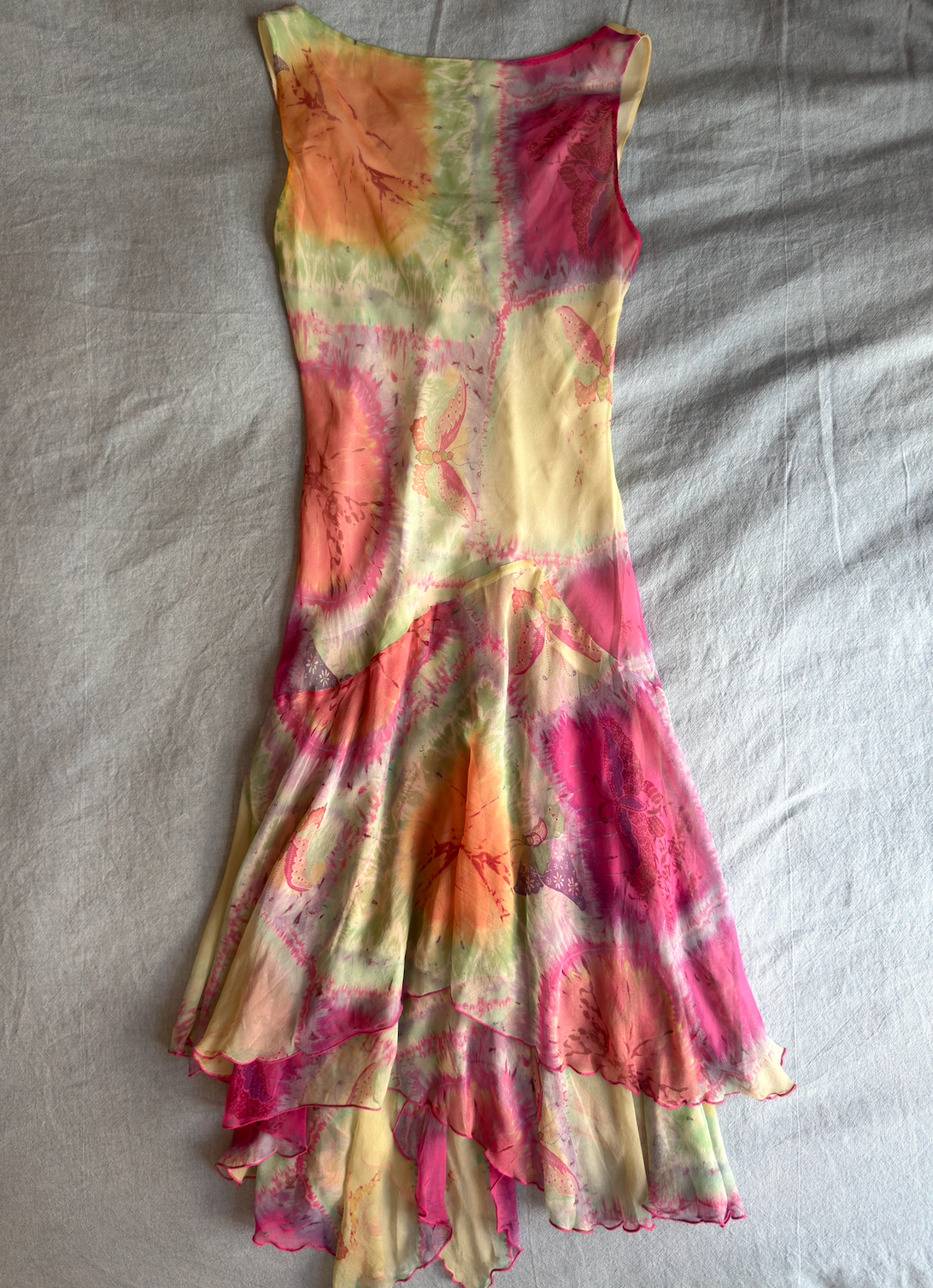 Moschino Cheap and Chic Vintage Silk Tie Dye Butterfly Dress