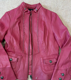 Vintage Hot Pink Leather Moto Jacket
