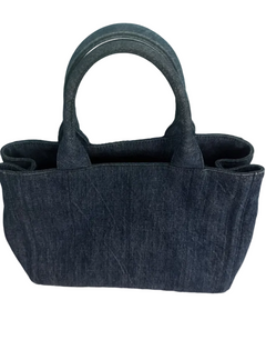 Prada Studded Denim Canapa Tote Bag