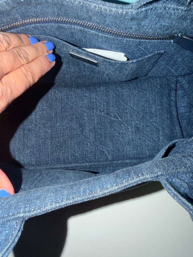 Prada Studded Denim Canapa Tote Bag