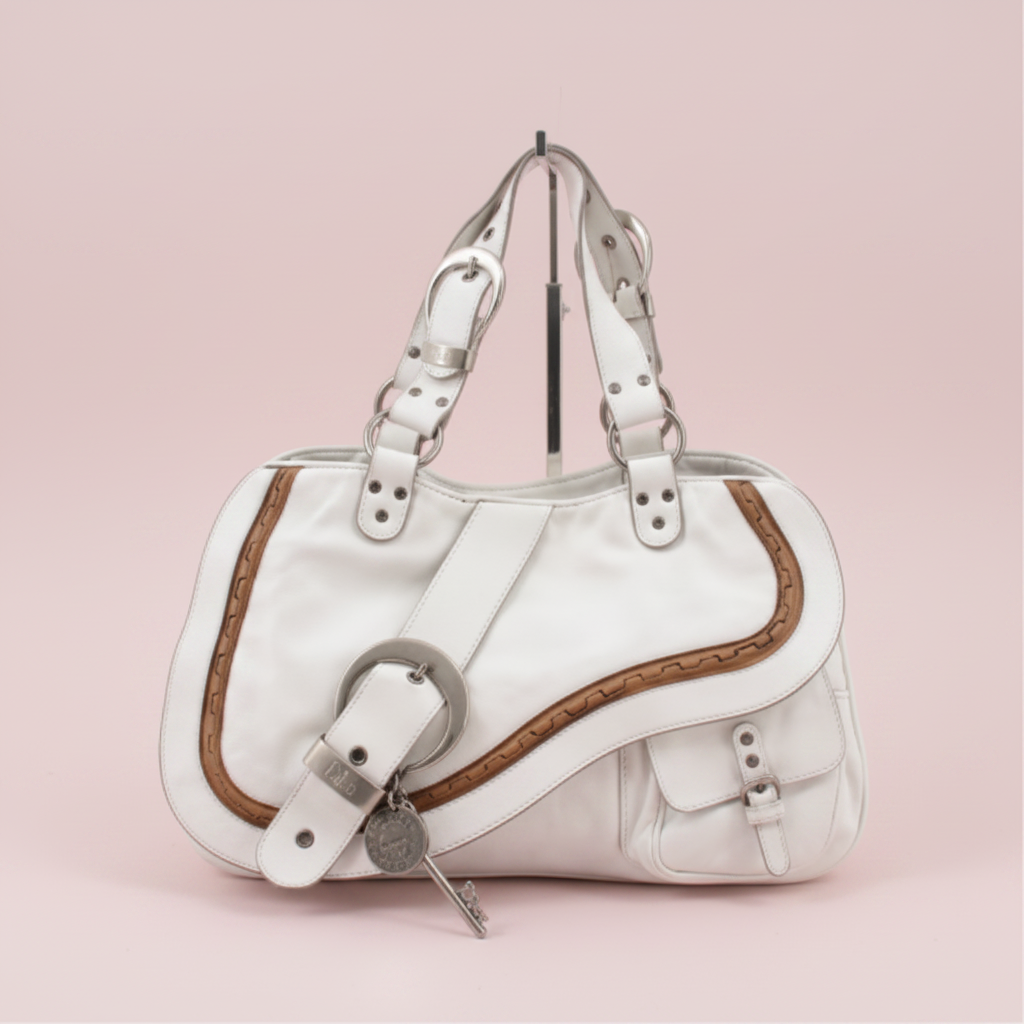 Dior White Gaucho Leather Bag