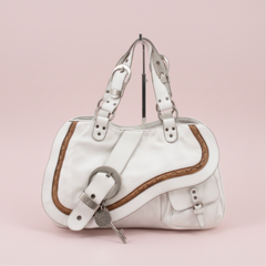 Dior White Gaucho Leather Bag