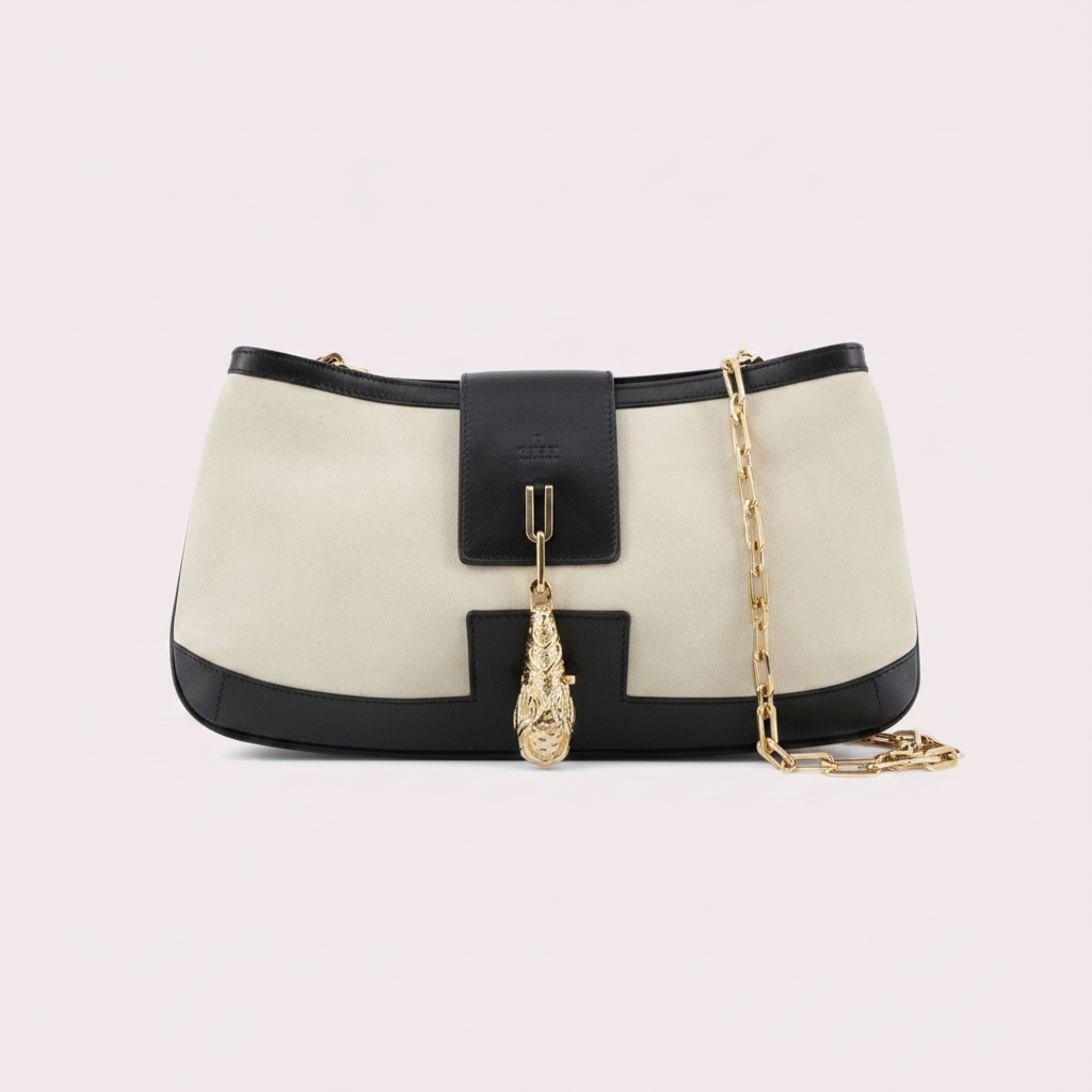 Gucci Tiger Head Suede Shoulder Bag