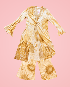Roberto Cavalli Casa 100% Silk Chrysanthemum Print 2-Piece Convertible Set