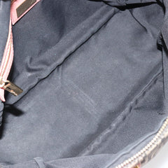 Fendi Zucchino Pink & Black Canvas Top Handle Bag with Leather Trim