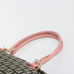 Fendi Zucchino Pink & Black Canvas Top Handle Bag with Leather Trim