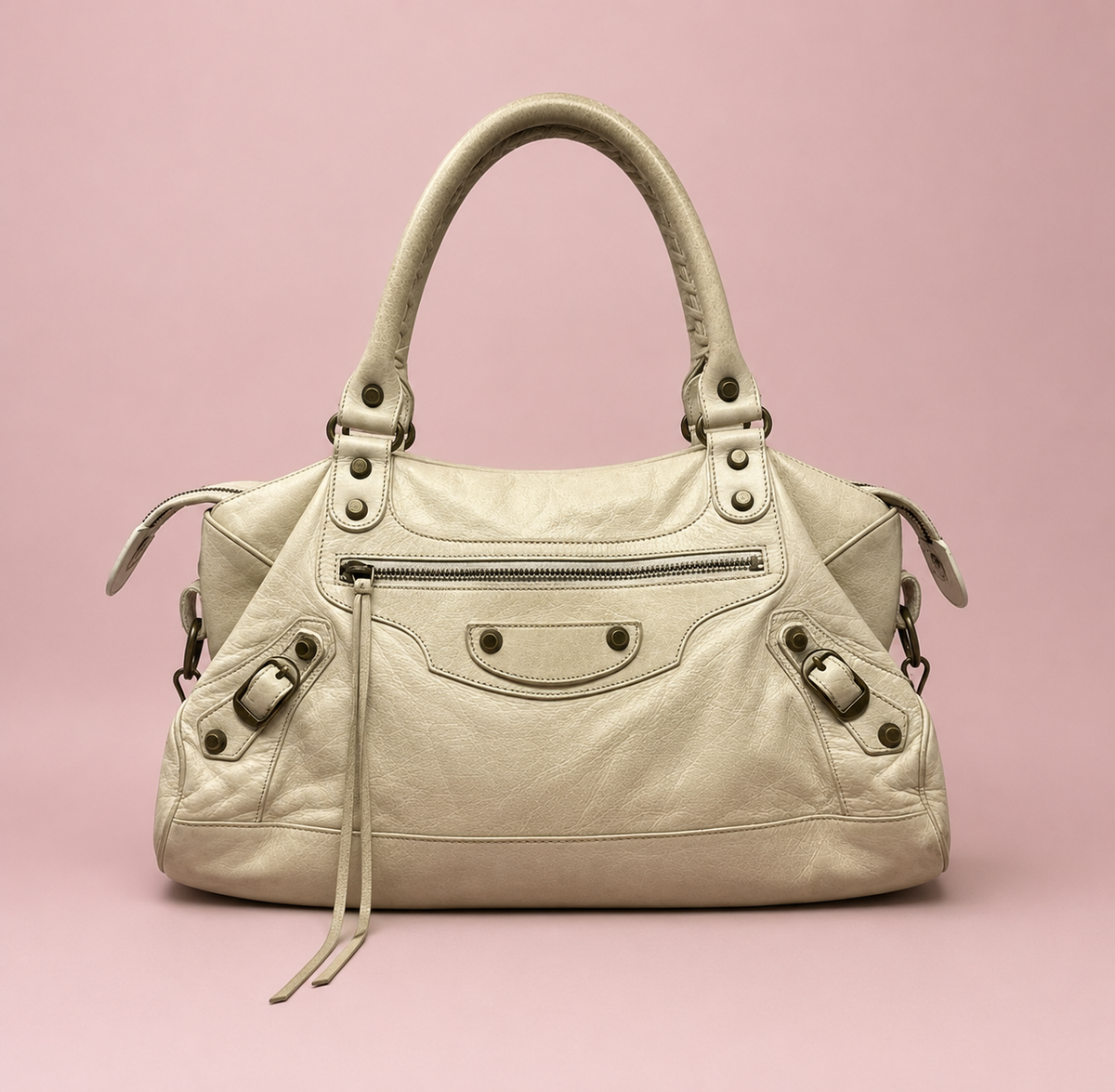 Balenciaga Cream Moto Bag 2-Way Shoulder & Top Handle