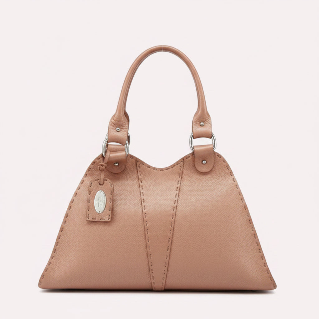Fendi Selleria Leather Shoulder Bag in Blush