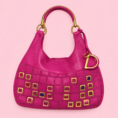 Christian Dior Jeweled Pink Leather Hobo Bag