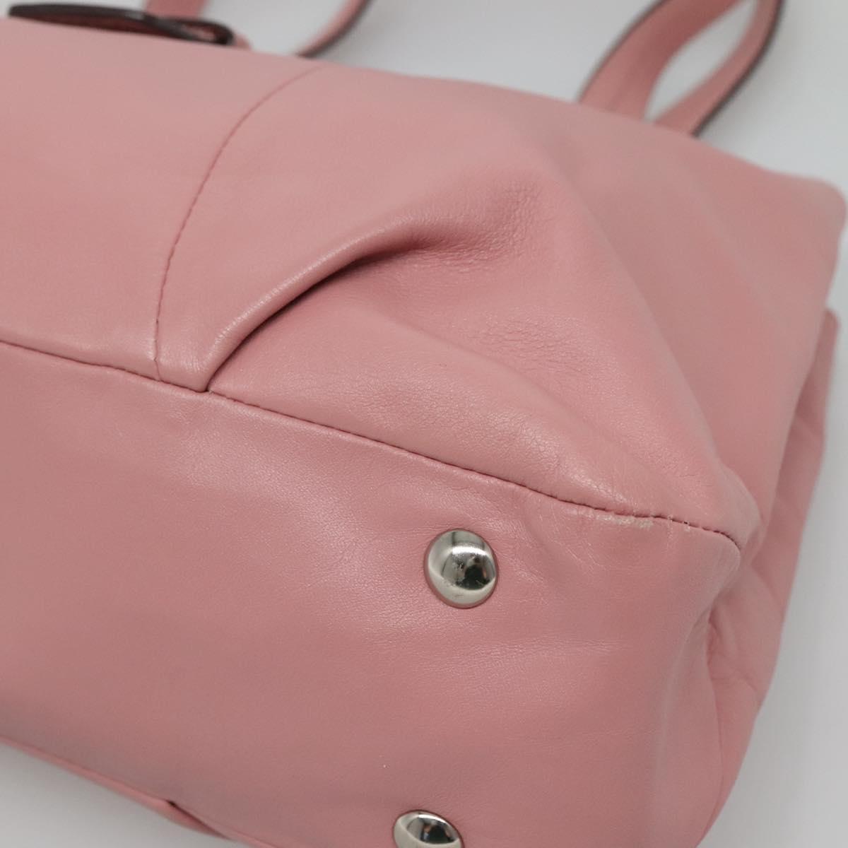 Coach Hand Bag Leather Pink