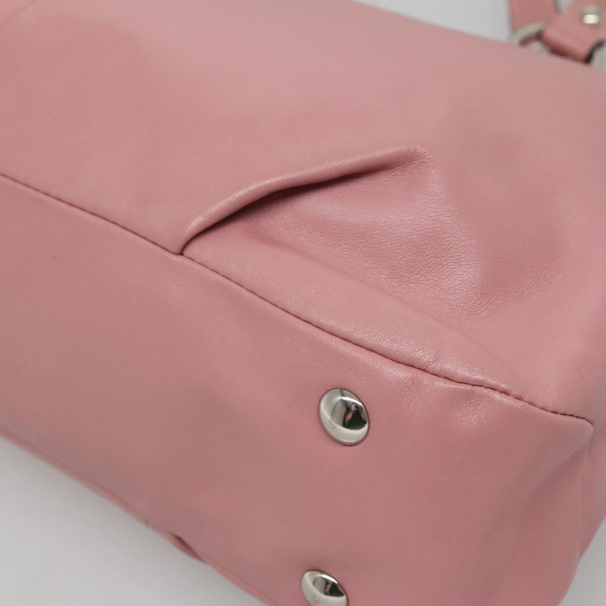 Coach Hand Bag Leather Pink