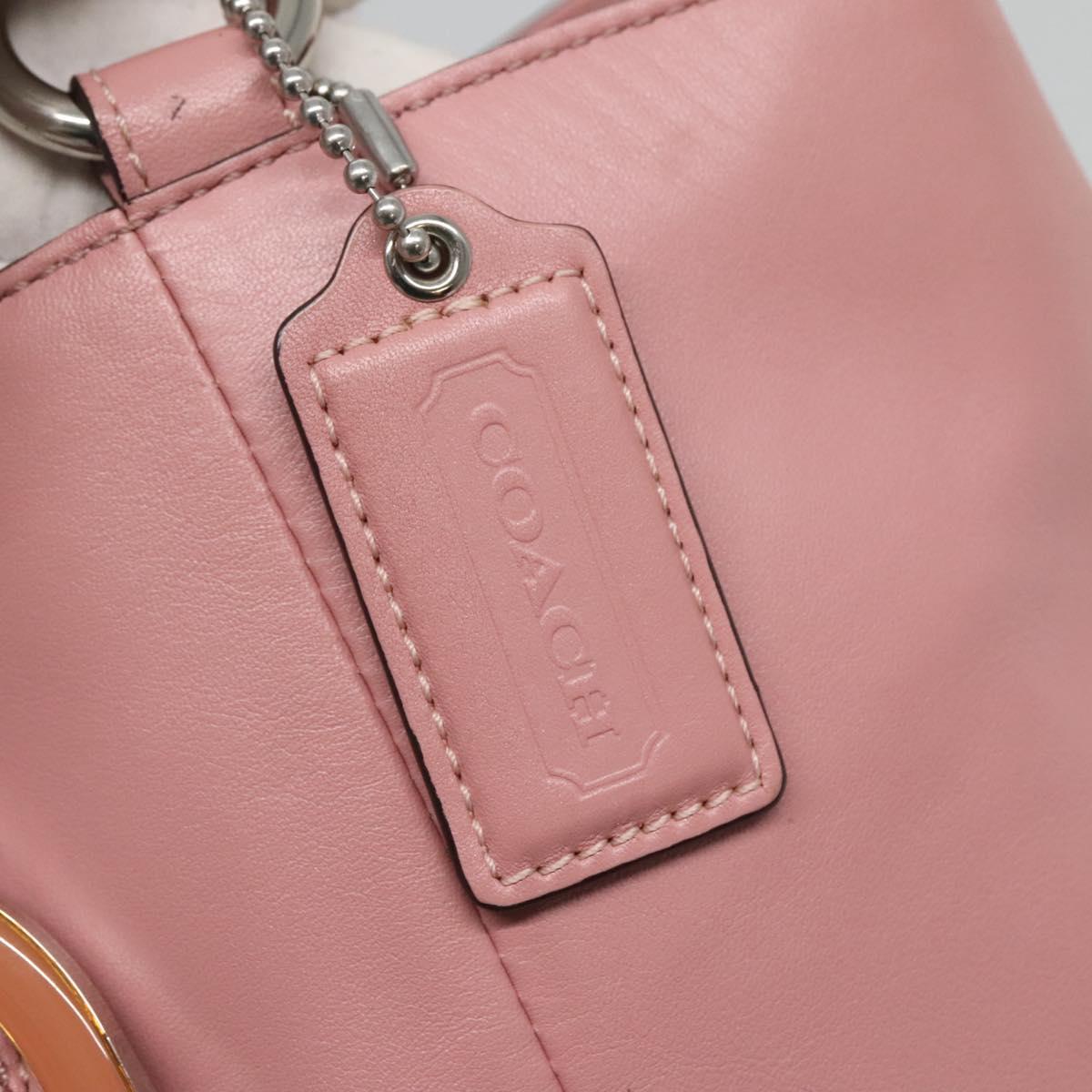 Coach Hand Bag Leather Pink