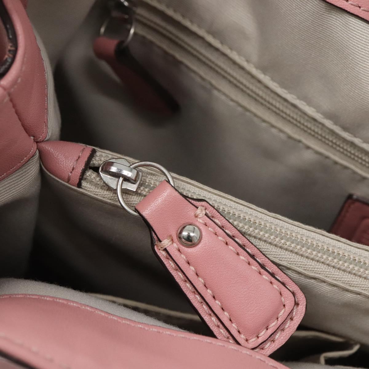 Coach Hand Bag Leather Pink