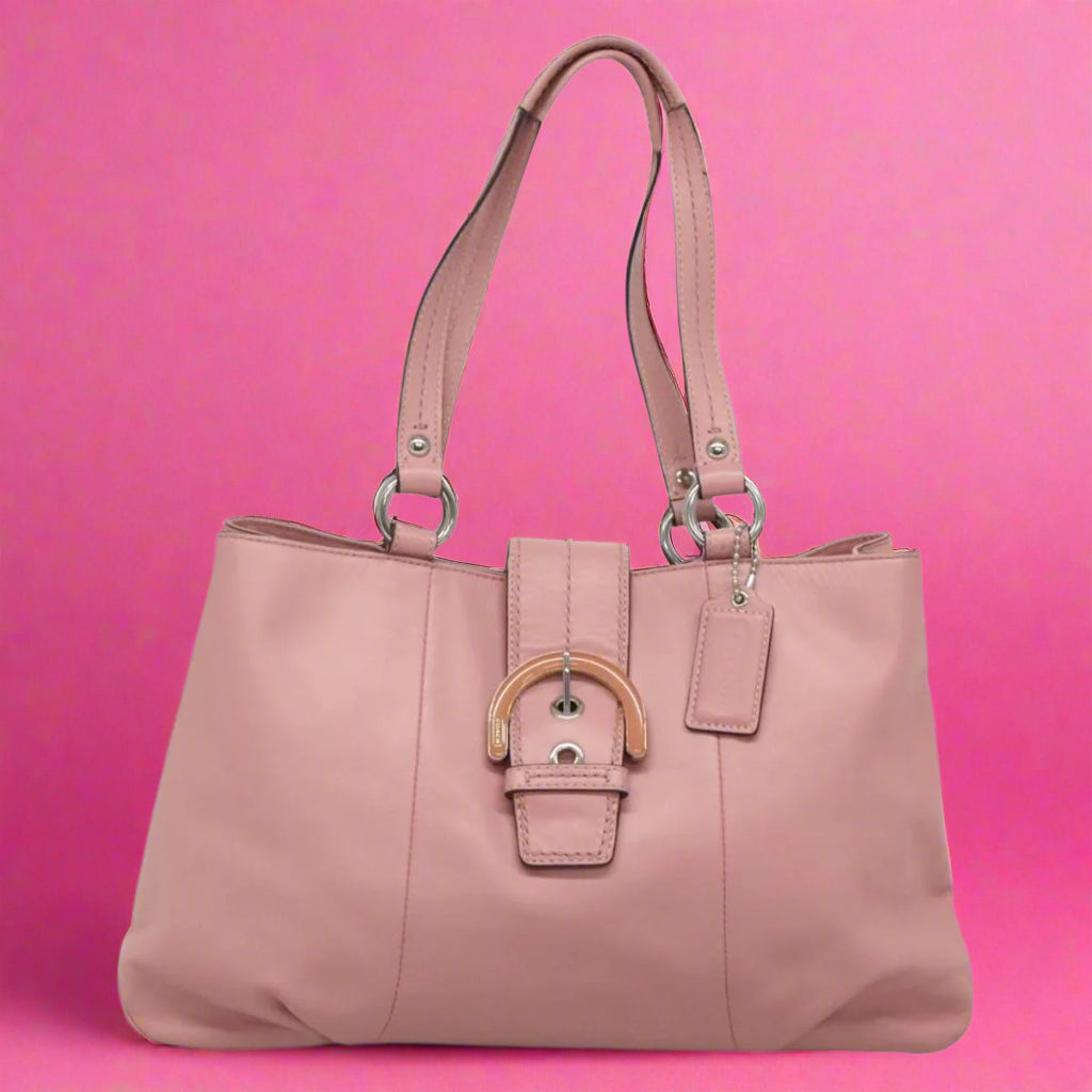 Coach Hand Bag Leather Pink