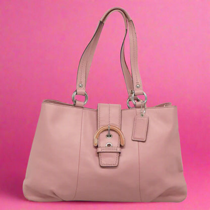 Coach Hand Bag Leather Pink