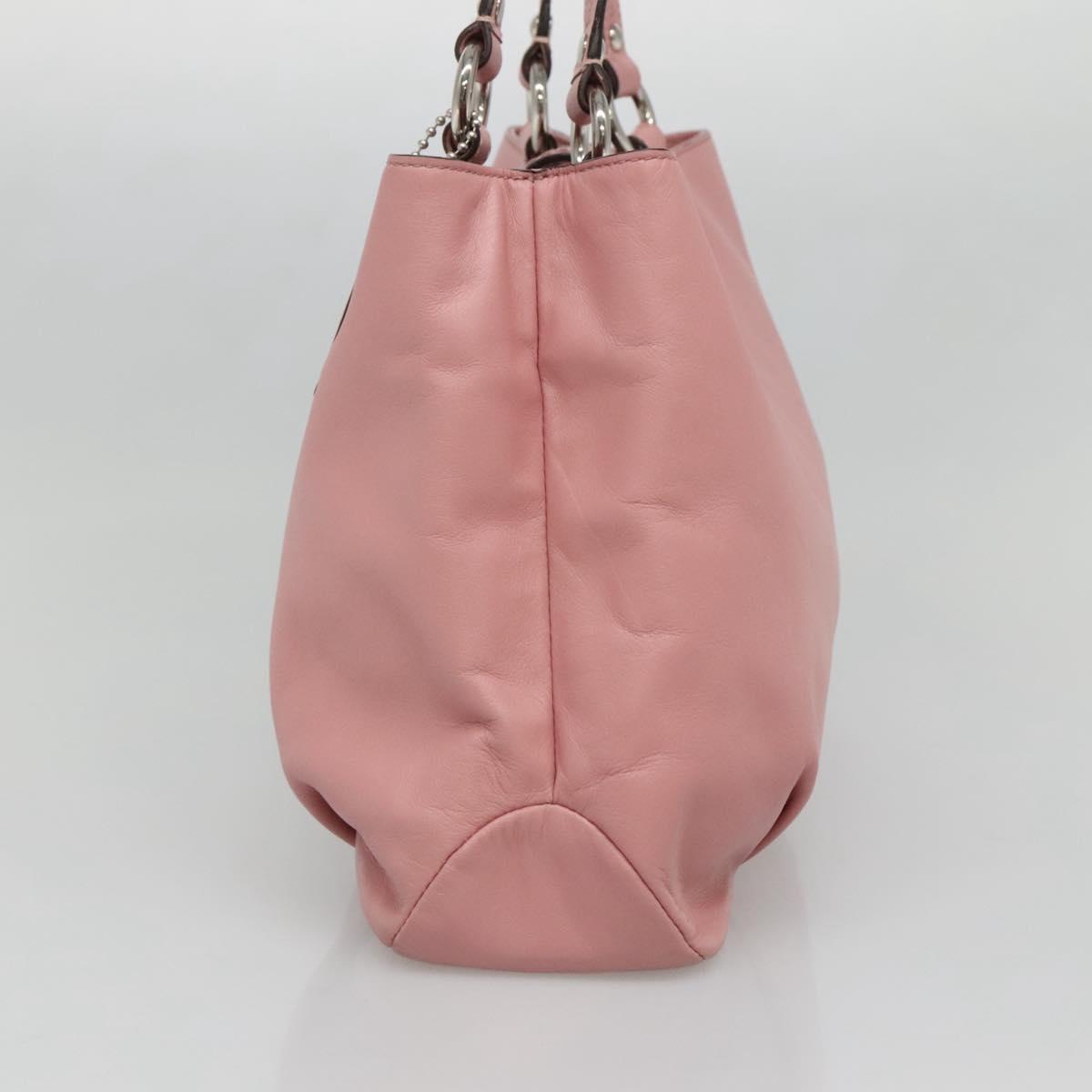 Coach Hand Bag Leather Pink