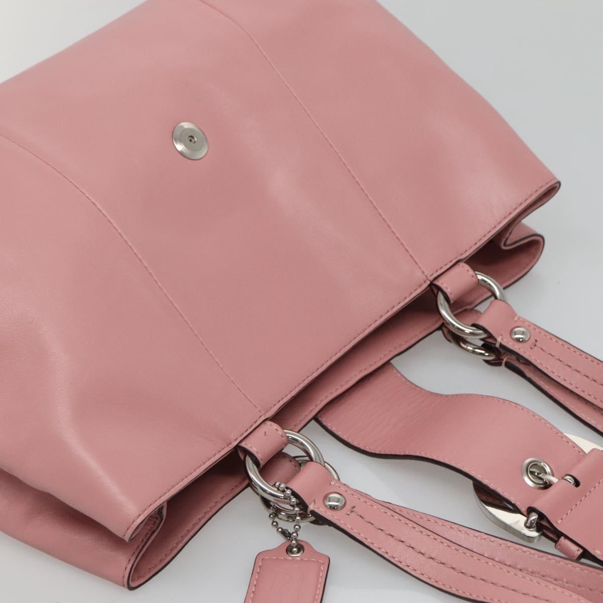 Coach Hand Bag Leather Pink