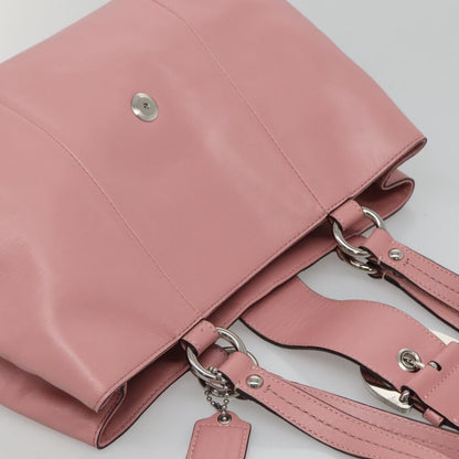 Coach Hand Bag Leather Pink
