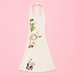 Class Roberto Cavalli Hand-Embroidered Botanical Maxi Dress