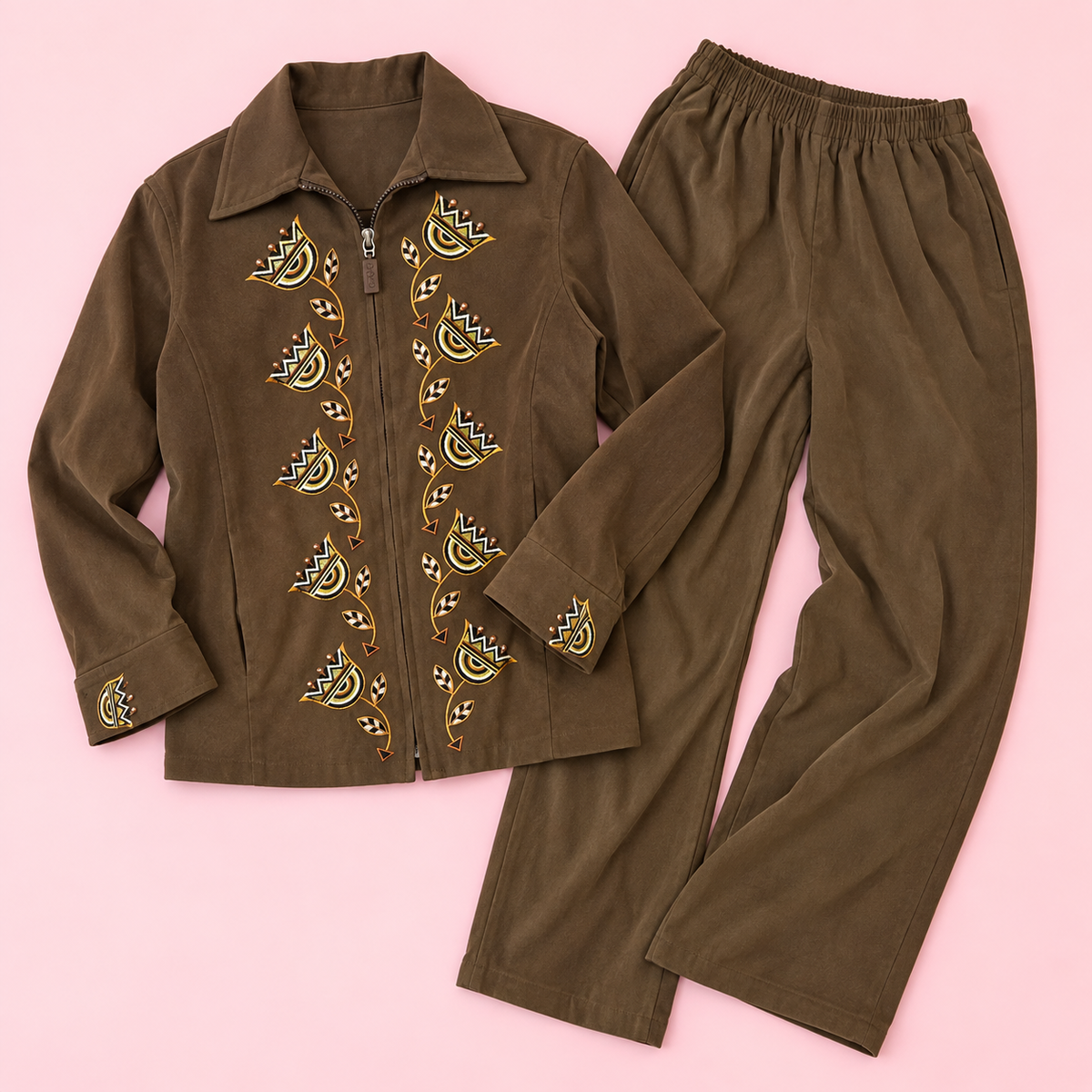 Bob Mackie Embroidered Jacket & Pants Set