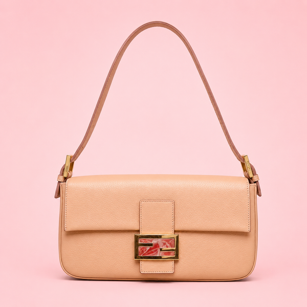 Fendi Baguette Light Pink Textured Leather